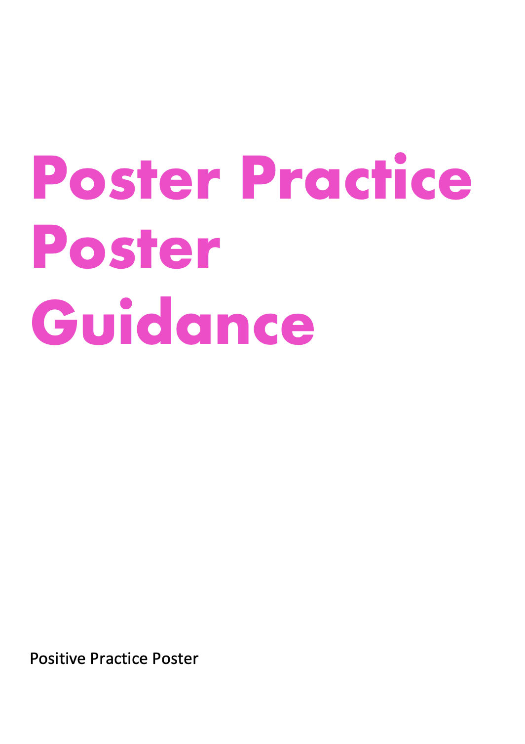 Positive Practise Poster Guidance